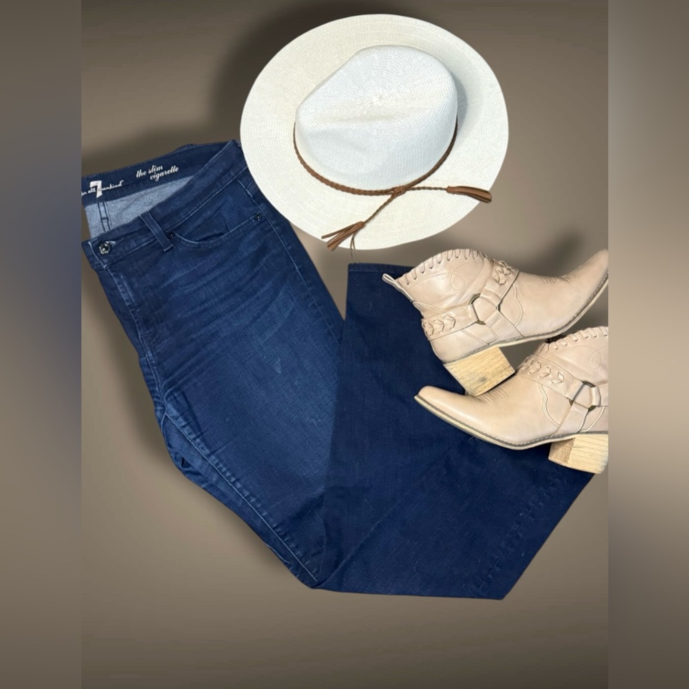 7 For All Mankind The Slim Cigarette- Dark Wash, Low rise skinny jeans